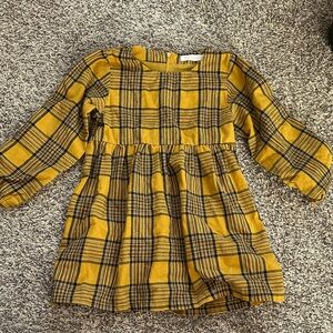 Charming Yellow Plaid Kids Dress